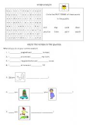 English worksheet: Simple Past Summer Vacation Worksheet 