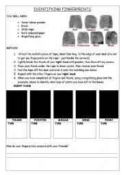 Identifying Fingerprints Experiment