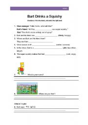English Worksheet: Bart Drinks a Squishy