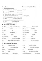 English Worksheet: Past to be quiz