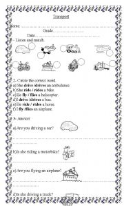 English worksheet: transport