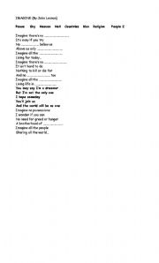 English worksheet: Imagine (by John Lennon) 