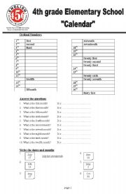 English Worksheet: Calendar