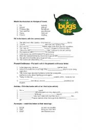 English Worksheet: A Bugs Life