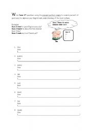 English Worksheet: Have I tried to speak English every day? Present Perfect for motivational reminders