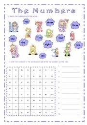 English Worksheet: THE  NUMBERS ~ 1 to 10