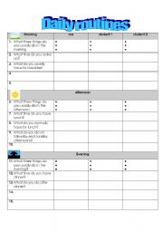 English Worksheet: daily routines