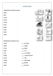 English worksheet: Action verbs for elementary students