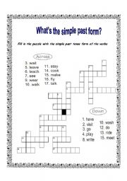 English worksheet: crossword