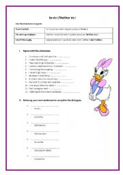 English Worksheet: So do I / Neither do I