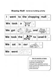 Shopping Mall - Sentence Building Activity