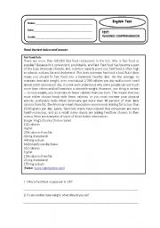 English Worksheet: English test + Grammar