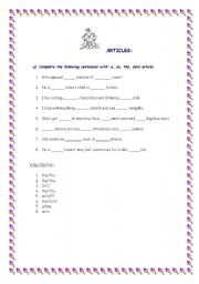 English worksheet: ARTICLES