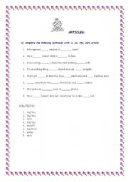 English Worksheet: ARTICLES