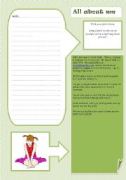 English Worksheet: INTRODUCING YOURSELF - all about me