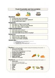 English Worksheet: Food (Countable & Uncountable)