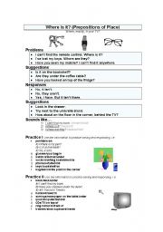 English worksheet: Where is it? (Prepositions of Place)