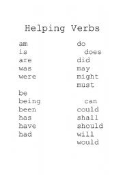 English worksheet: Helping Verbs