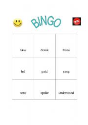 English worksheet: irregular verbs past simple bingo