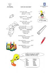 English Worksheet: How much is it - Song