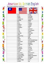 English Worksheet: American VS British English