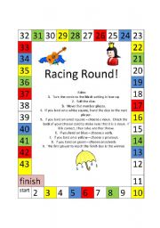 English Worksheet: Racing Round