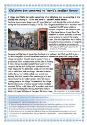 English Worksheet: The Old British Phone Box - New Uses!