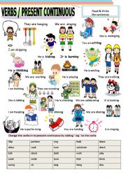 English Worksheet:  PRESENT CONTINUOUS