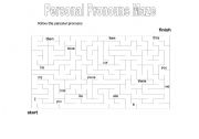 English worksheet: Personal Pronouns Maze