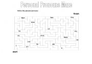 English Worksheet: Personal Pronouns Maze