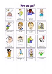 English Worksheet: how are you  (pictionary and vocabulary activities)