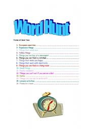 English worksheet: Word Hunt 