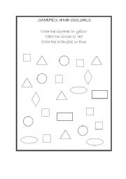 English Worksheet: SHAPES AND COLORS