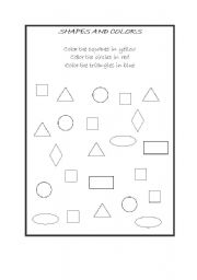 English worksheet: SHAPES AND COLORS