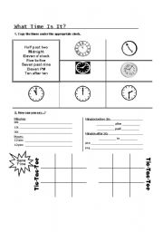 English worksheet: what time is it