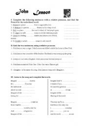 English Worksheet: Imagine - John Lennon