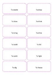 English worksheet: bingo irregular verbs (past simple) cards