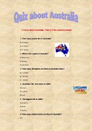 English Worksheet: Quiz about Australia