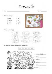 English Worksheet: Animals - pets