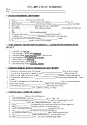 English Worksheet: exam 1 BACH