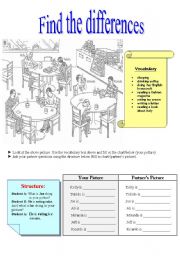 English Worksheet: Find the differences-present continous Student B