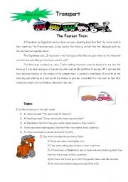 English Worksheet: The Fastest Train