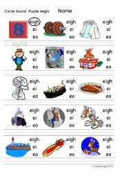 English Worksheet: Circle Sound Puzzle 13: phonics the /eigh/ sound