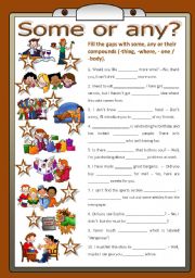 English Worksheet: Some or any