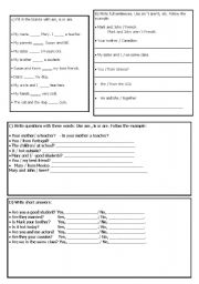 English Worksheet: verb to be