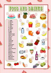 Food and drinks worksheets