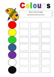 English Worksheet: Colours (editable)