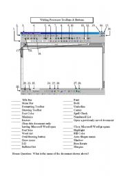 English Worksheet: Writing Processor Toolbars & Buttons