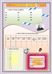 English worksheet: NUMBERS AND TIME