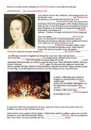 English Worksheet: THE SECOND WIFE OF HENRY VIII